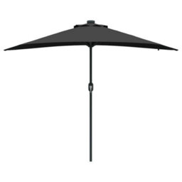 Berkfield Garden Parasol With Led Strip Lights Black Fabric - thumbnail 5