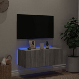 Walplus Tv Wall Cabinet With Led Lights Grey Sonoma 80X35X31 Cm - thumbnail 3