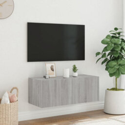 Walplus Tv Wall Cabinet With Led Lights Grey Sonoma 80X35X31 Cm - thumbnail 4