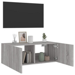 Walplus Tv Wall Cabinet With Led Lights Grey Sonoma 80X35X31 Cm - thumbnail 6
