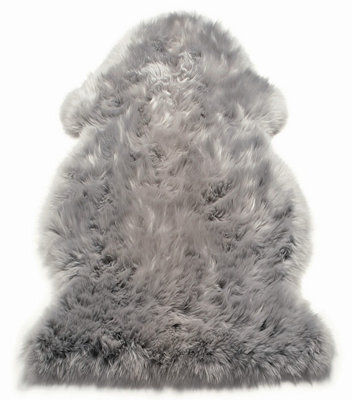 Sheepskin Silver Animal Modern Abstract Shaggy Hand Made Rug For Living Room Bedroom & Dining Room-180Cm X 180Cm (Sexto) - image 1