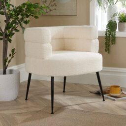 Home Source Boucle Barrel Chair Cream - thumbnail 1