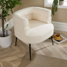 Home Source Boucle Barrel Chair Cream - thumbnail 3