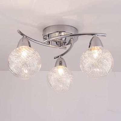 Harper Living Bolla 3Xg9 Energy Saving Led Semi Flush Ceiling Light, Straight Arms, Polished Chrome, Natural White (4000K), Bulbs Included - image 1