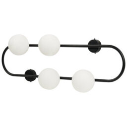 Beliani Ring Wall Lamp 70 Cm - Matte Black Iron With Four Glass Globes - thumbnail 2