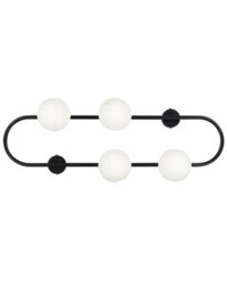 Beliani Ring Wall Lamp 70 Cm - Matte Black Iron With Four Glass Globes - thumbnail 3
