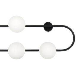 Beliani Ring Wall Lamp 70 Cm - Matte Black Iron With Four Glass Globes - thumbnail 4