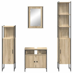 Berkfield Modern Bathroom Furniture Set 4 Pcs Sonoma Oak 33 X 33 X 185.5 Cm - thumbnail 9
