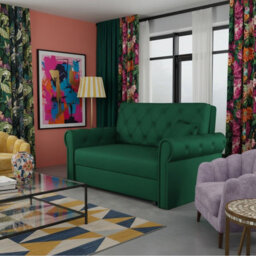 Viva Roma Ii Sofa Bed For Living Room With Sleeping Function Storage Metal Legs Wooden Frame 148X85X98Cm Green - thumbnail 1