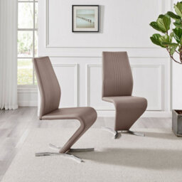 Furniturebox Set Of 2 - Willow Premium Dining Chairs - Cappuccino Faux Leather Chrome Leg Dining Chairs - Kitchen Dining Room Chairs - thumbnail 2