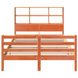 Berkfield Bookcase Bed Without Mattress Wax Brown 140X200 Cm Solid Wood - thumbnail 4