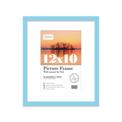 "12X10"" Light Blue Frame With Mount For 9X6"" Pictures 20mm Slim Edge Portrait And Landscape Display With Wall Hooks And Kickstand" - image 1