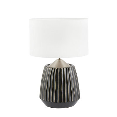 Pacific Lifestyle Black Textured Ceramic And Brushed Silver Table Lamp - image 1