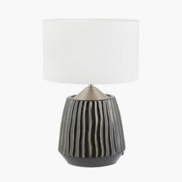 Pacific Lifestyle Black Textured Ceramic And Brushed Silver Table Lamp - thumbnail 2