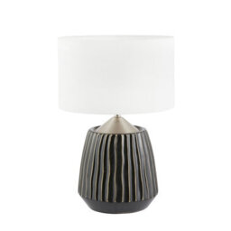 Pacific Lifestyle Black Textured Ceramic And Brushed Silver Table Lamp