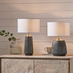 Pacific Lifestyle Black Textured Ceramic And Brushed Silver Table Lamp - thumbnail 4