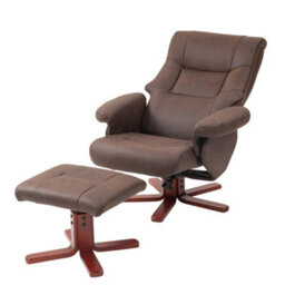 Dark Brown Recliner Chair With Footstool, Backrest Adjustable Armchair - thumbnail 1