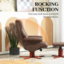 Dark Brown Recliner Chair With Footstool, Backrest Adjustable Armchair - thumbnail 4