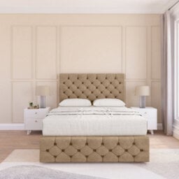 "Sloomy 4Ft Watson Divan Bed Base Mink Naples ,no Drawers, 12"" Footboard & 54"" Floor Standing Headboard - Small Double" - thumbnail 2