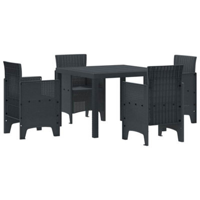 Berkfield Modern Garden Dining Set 5 Pcs Anthracite Polt Rattan