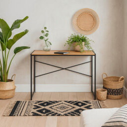 Wyld Haus El Paso Black Metal And Wild Oak Veneer Desk - thumbnail 1