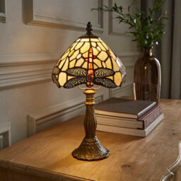 Valuelights Tiffany Dragonfly Stained Glass Table Lamp And Bulb - thumbnail 1
