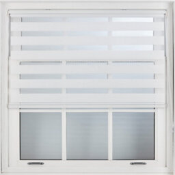 Furnished Day And Night Roller Blinds - White Striped Roller Shades For Windows And Doors (W)215Cm (L)210Cm