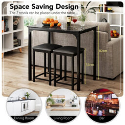 Costway 3-Piece Dining Table Set Modern Bar Table W/ 2 Upholstered Bar Stools - thumbnail 9