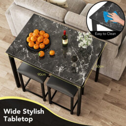 Costway 3-Piece Dining Table Set Modern Bar Table W/ 2 Upholstered Bar Stools - thumbnail 7