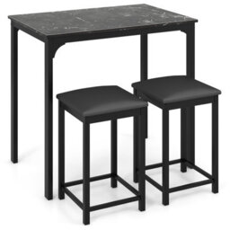 Costway 3-Piece Dining Table Set Modern Bar Table W/ 2 Upholstered Bar Stools - thumbnail 2