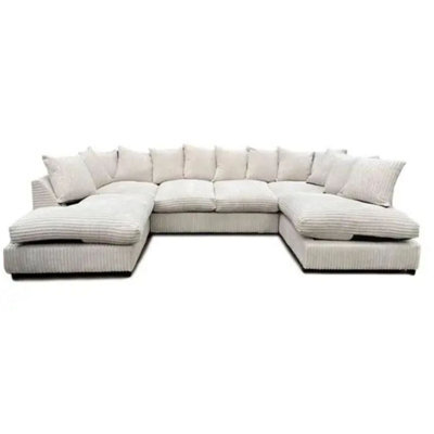 Jumbo Cord U Shape Cream Scatterback Sofa