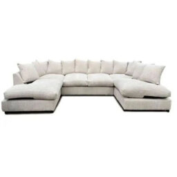 Jumbo Cord U Shape Cream Scatterback Sofa