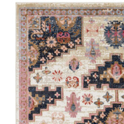 Traditional Beige Persian Bordered Geometric Easy To Clean Rug For Dining Room Bedroom & Living Room-120Cm X 170Cm - thumbnail 4