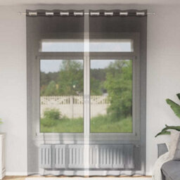Walplus Voile Curtains With Grommets 2 Pcs Black 140X260 Cm - thumbnail 1