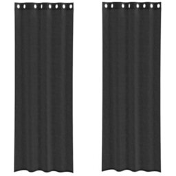 Walplus Voile Curtains With Grommets 2 Pcs Black 140X260 Cm - thumbnail 2