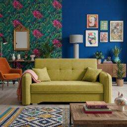 Amerykanka Laine 3 Yellow Functional Sleeper Sofa With Storage And Stylish Cushions - thumbnail 1