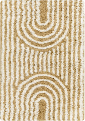 Livabliss Urban Shaggy-Modern Camel Ivory Brown Cream Soft Plush Pile Living Bedroom Rug 160 X 220 Cm Easy Care, Non Shedding - image 1