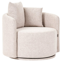 Beliani Swivel Armchair Ennora Fabric Beige - thumbnail 1