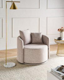 Beliani Swivel Armchair Ennora Fabric Beige - thumbnail 2