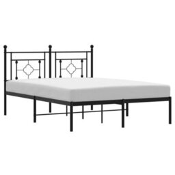 Berkfield Metal Bed Frame Without Mattress With Headboard Black 135X190Cm - thumbnail 2