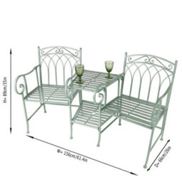 Dibor Vintage Green Iron Arched Outdoor Garden Furniture Companion Seat Garden Bench - thumbnail 5