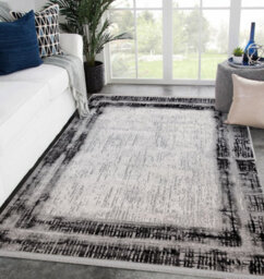 RugsX Modern Carpet Tuls Structural, Fringe 51235 Vintage, Frame Anthracite 180X270 Cm - thumbnail 4