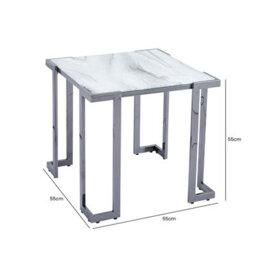 Vanity Living 55 Metal End Table For Living Room, Glass Top Sofa Table, Stainless Steel Side Table - thumbnail 3