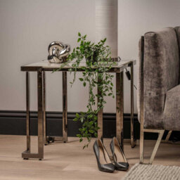 Vanity Living 55 Metal End Table For Living Room, Glass Top Sofa Table, Stainless Steel Side Table - thumbnail 6
