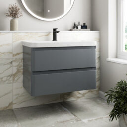 Aveli Bathroom Wall Hung Vanity Unit Wash 800 Basin Base Cabinet Drawers Storage Grey