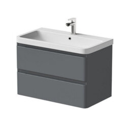 Affine Bathroom Wall Hung Vanity Unit Wash 800 Basin Base Cabinet Drawers Storage Grey - thumbnail 5