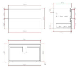 Affine Bathroom Wall Hung Vanity Unit Wash 800 Basin Base Cabinet Drawers Storage Grey - thumbnail 7