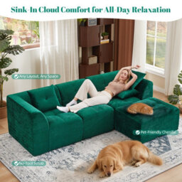 Roxgox Modular Sofa,whole Sponge Memory Foam,chenille Cool And Waterproof,family Pack (Green) - thumbnail 4