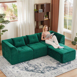 Roxgox Modular Sofa,whole Sponge Memory Foam,chenille Cool And Waterproof,family Pack (Green)