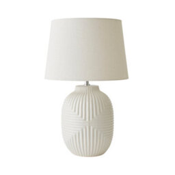 Valuelights Harrison Taper Shade White Geo Ribbed Pattern Gloss Large Table Lamp With Bulb - thumbnail 8